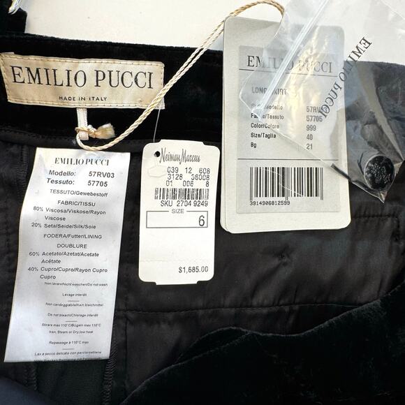 Emilio Pucci Velvet Maxi Skirt High Back Slit Black IT40 US6 NWT Made in Italy - Picture 10 of 13
